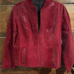 Chico's Red Textured Leather Jacket